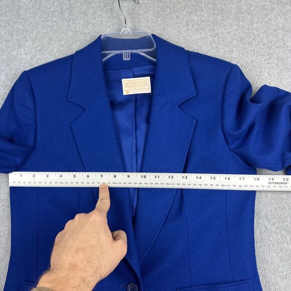 Vintage Pendleton Blazer Womens 8 Blue Wool Corporate Office 80s 1 Button USA‎ - Picture 3 of 10